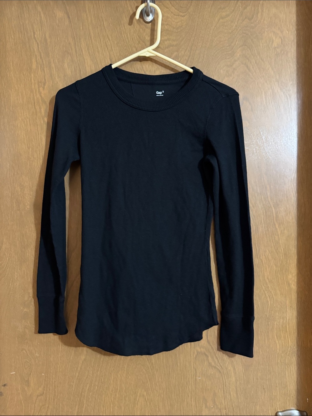 GAP Black Thermal Crewneck Long Sleeve Top